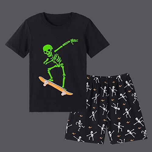 Boys Pajamas Sets Glow in Dark Skull Sleepwear Kids 12 Years Skate Board - Picture 5 of 7