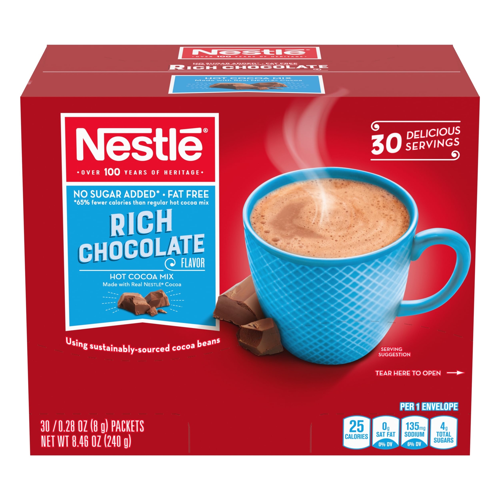Nestle Hot Chocolate Packets Hot Cocoa Mix No Sugar Added and Fat Free Bulk P...