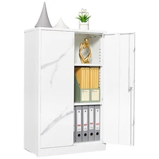 Metal Storage Cabinet with Locking Doors and Adjustable Shelf for Home Office