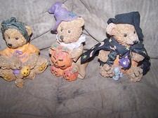 3 Teddy Bear Halloween Figurine Decorations in Excellent Shape