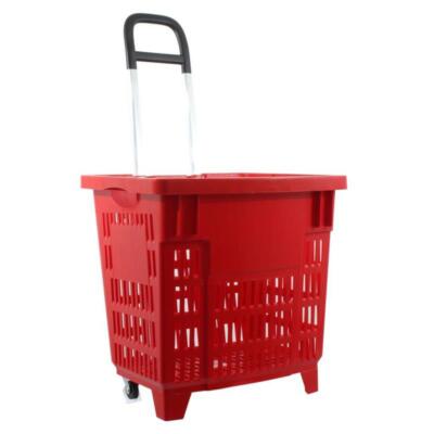 GERSO Einkaufstrolley, Einkaufskorb mit Rollen 55L Rot ABS-Kunststoff, leicht