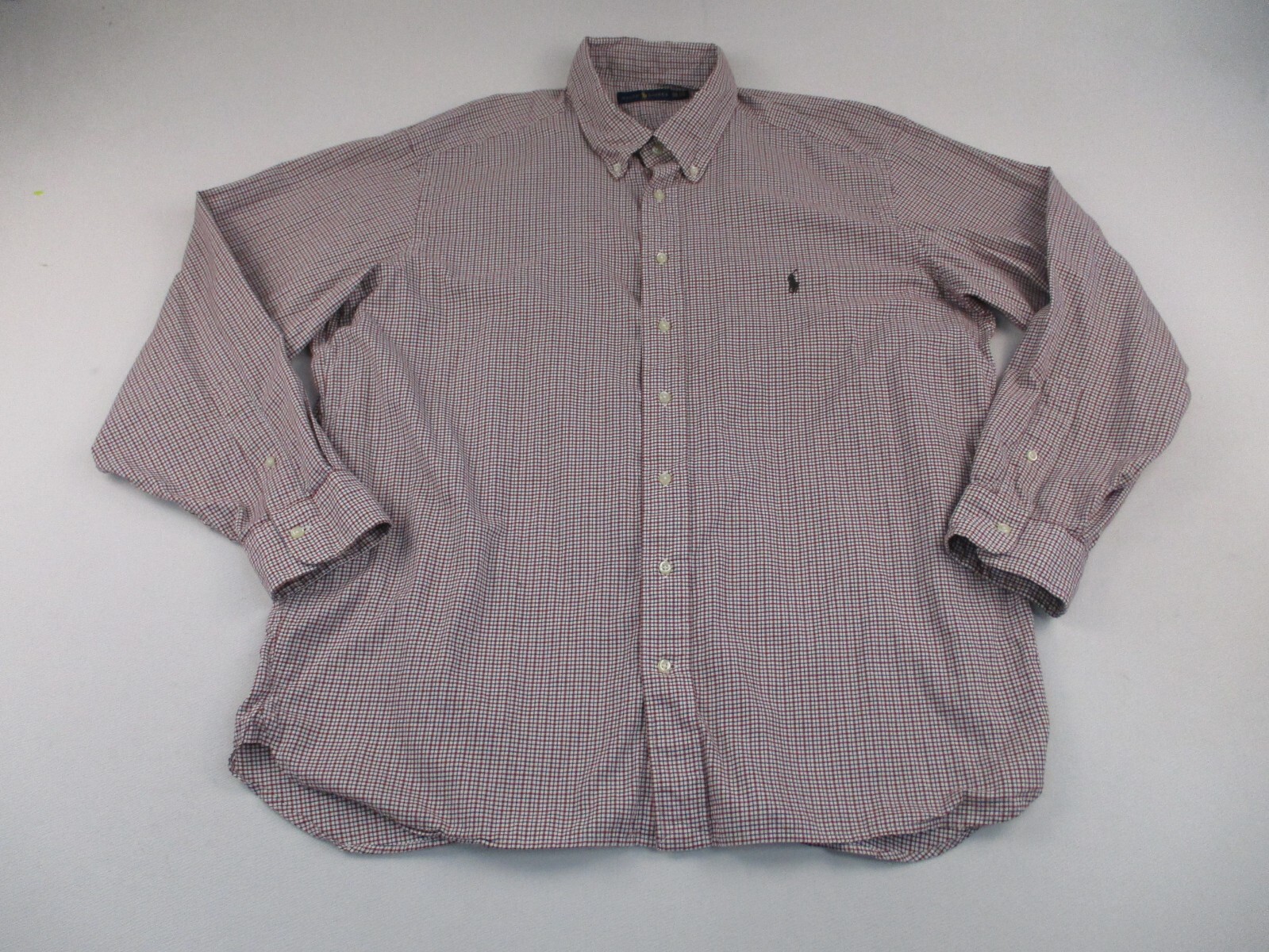 Ralph Lauren camicia uomo 3XB grande 3X check rosso manica lunga pony abbottonato preppy
