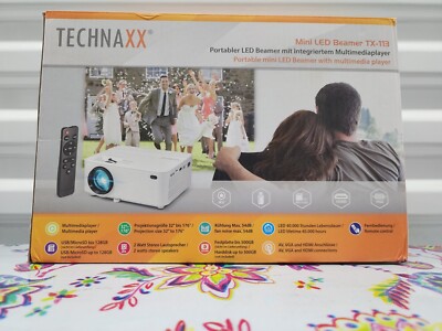 Technaxx TX-113 Portable Mini-LED 1,800LM Beamer Multimedia Player Projector NEW