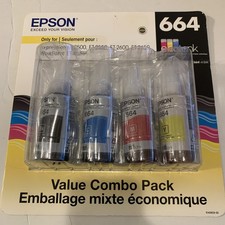 Sealed Epson 664 Combo Pack Black Cyan Magenta Yellow Ink Bottles Exp 03/2022 Zp