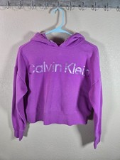 Calvin Klein Jeans Purple Logo Hoodie Crop Top Womens Size XS