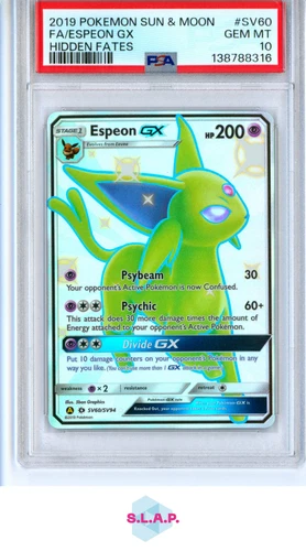 FA/ESPEON GX HIDDEN FATES POKEMON SUN & MOON HIDDEN FATES 2019 SV60 PSA 10