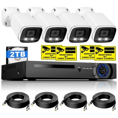 Home Business 8CH H.265+ PoE NVR Kit 4MP Cameras 2TB Pre Installed HDD 18m Cable