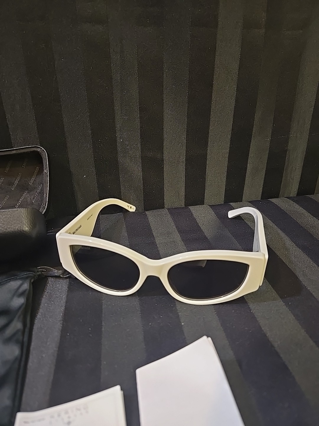 Balenciaga Women's Sunglasses XL Cat Eye White Frame With Case 