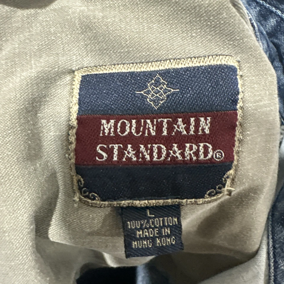 Vintage '90s Mountain Standard Colorblock Long Sleeve Button-Down Denim Shirt L - Image 3 of 4