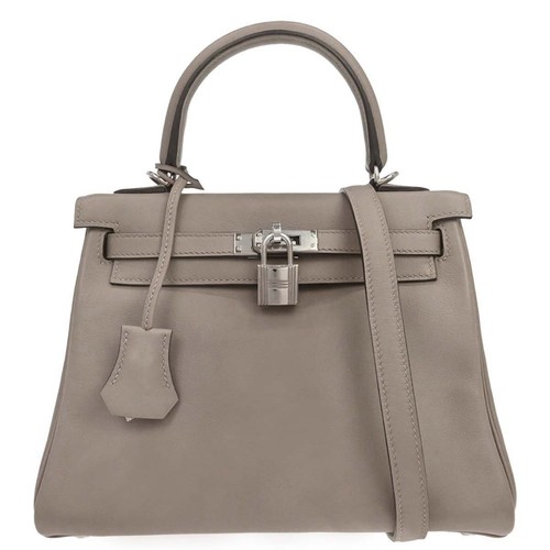 Hermes Gris Tourterelle Swift Kelly 25 Retourne 2way Handbag DST241DS 167103