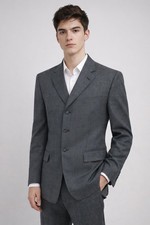 Oscar de la Renta Men s Blazer Sport Coat 3 Button 100 Wool Gray Windowpane