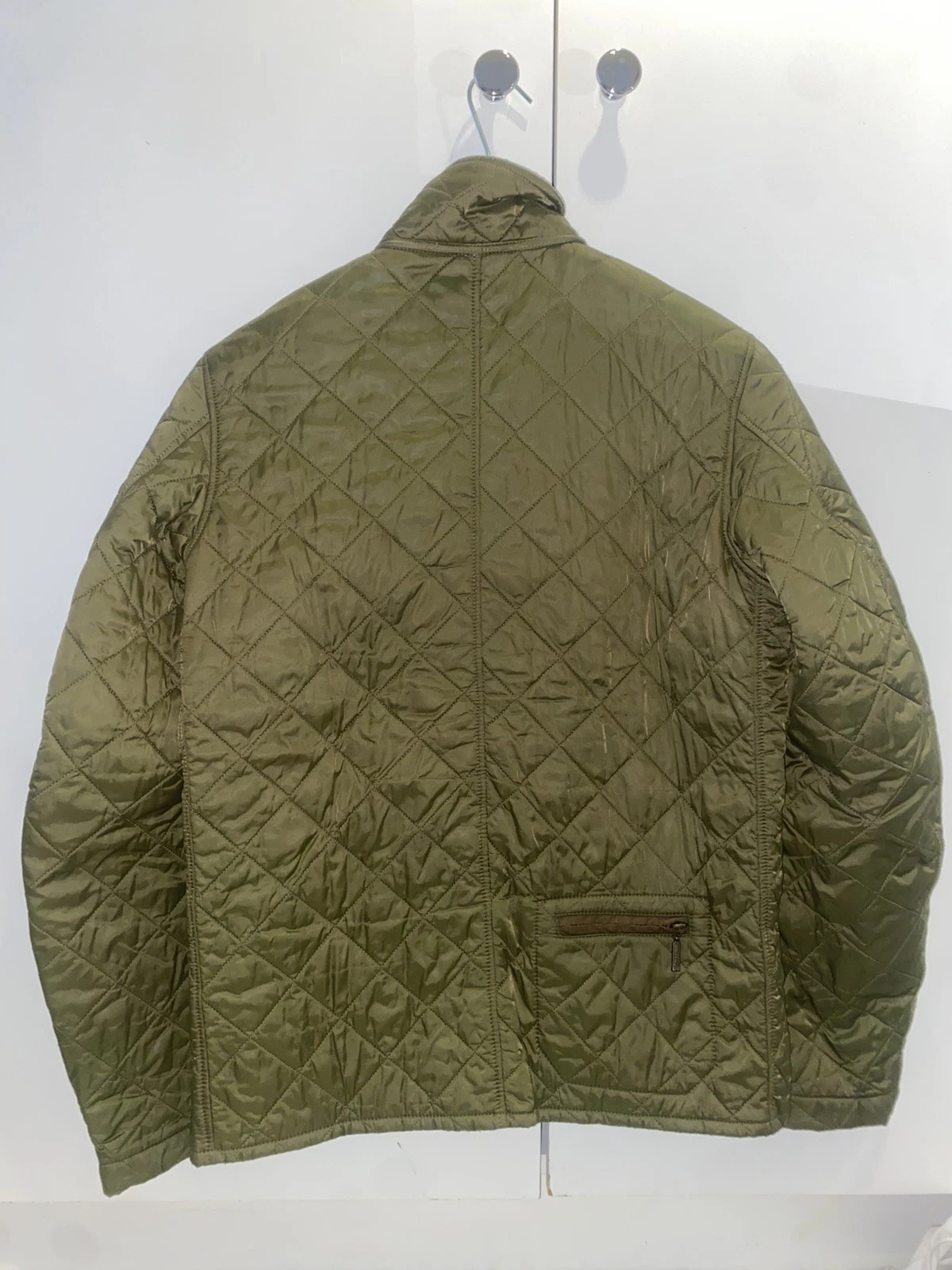 Barbour Dept B Lock Quilt Quilted Jacket Green with Corduroy Collar Men’s Large image 11