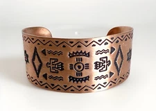 Vintage Wheeler Mfg Co Solid Copper Southwestern Cuff Bracelet 7-1/2" Adjustable