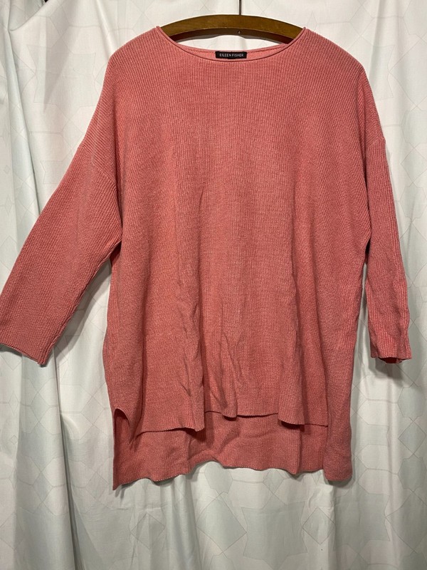 Eileen Fisher Sweater lightweight pink organic cotton linen knit S/P