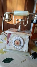 Telefono in Marmo Vintage Antiquariato Anni 60 Placcato Oro Perfetto