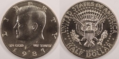 United States 1987 D 50 Cents Kennedy Half Dollar KM#202b Clad Seal Eagle