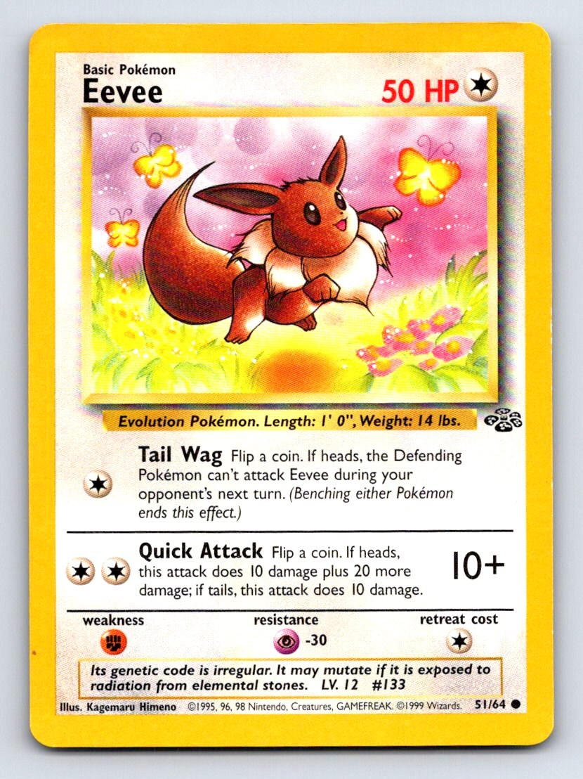 Eevee 51/64 Common Jungle Pokemon Unlimited Heavily Played