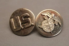 WW2 US Army Quartermaster Enlisted Collar Disc Uniform Insignia Rolled Edge Set