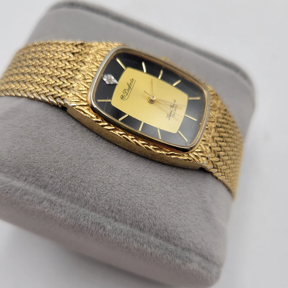 Dufonte by Lucien Picard Quartz Bracelet Watch Diamond Marker Adjustable Gold - Image 4 of 4