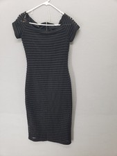 Pole Exclusive Womens Dress 2 Black Boat Neck Lace Trim Classic Sheath Midi