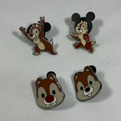 Disney Chip & Dale Pin Set   4 Pins with Mickey Backings