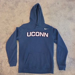 UConn Huskies Sweatshirt Men Small Blue Nike Swoosh Hoodie Athletics *