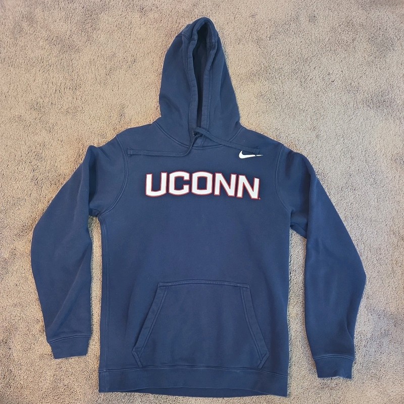 UConn Huskies Sweatshirt Men Small Blue Nike Swoosh Hoodie Athletics *