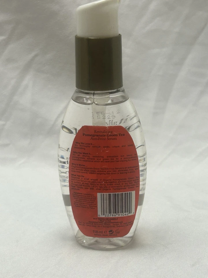 Suero anti-frizz de té verde granada revitalizante Organix 4 oz Foto 3 de 3