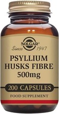 Image of Solgar Psyllium Husks Fibre 500mg 200 Vegetable Capsules Vegan Gluten Dairy Free
