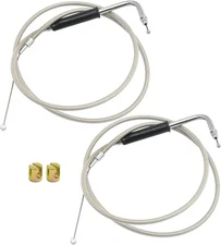 56579-02A Stainless Steel Throttle and Idle Cable Set, Replacement for Harley...