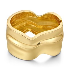 Irregular Hammered Gold Bracelet for Women Fashionable Wide Wrist Cuff Chunky...