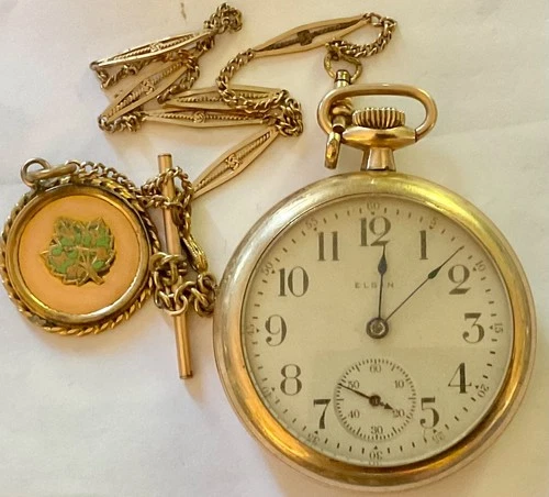 ELGIN 21 JEWEL pocket watch ANTIQUE gold filled SWISS MOVEMENT nice condition