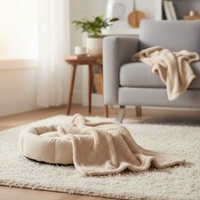 1 Pack of 3 Soft Sherpa Pet Blankets - Cozy  Portable Beige, 23" x 16" 