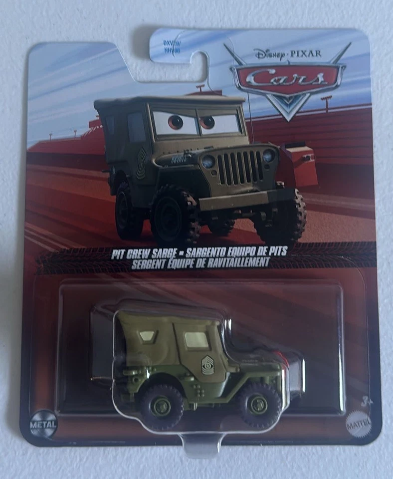 Disney Pixar Cars Pit Crew Sarge 1:55 Diecast Metal Military Jeep Mattel New - Image 2 of 2