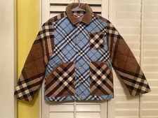 Burberry Authentic boy s quilted button up coat Jacket Brown Blue Size 10