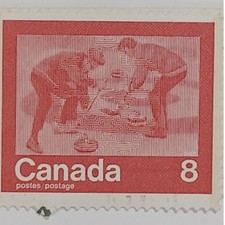 1974 Canada 8¢ Curling Stamp – Keep Fit Series – Unused – No Gum