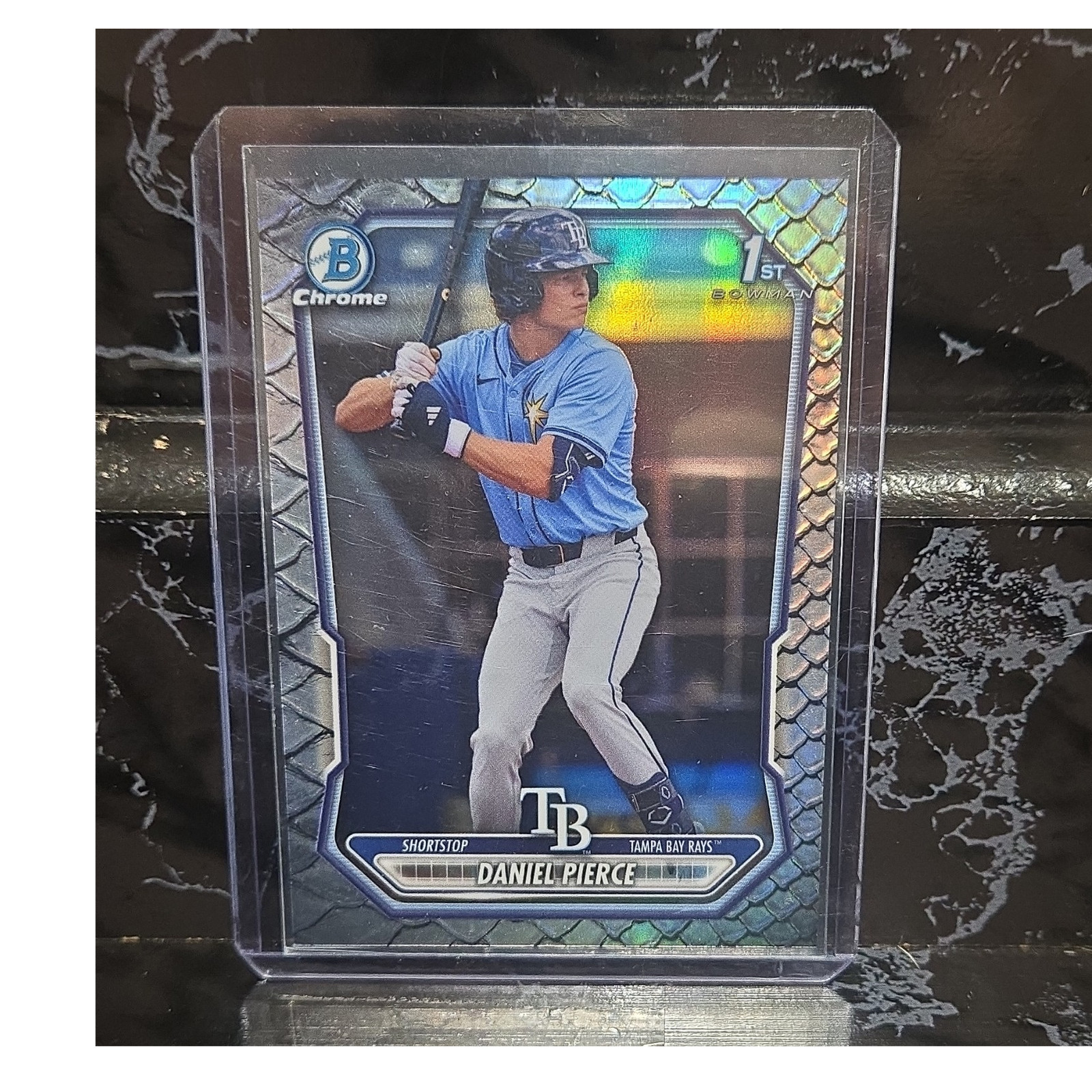 Bowman 2024 Chrome Prospects Daniel Pierce SILVER REPTILIAN 1st Bowman BCP-77