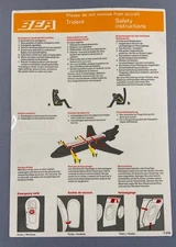 BEA British European Airways Trident Airline Safety Card F376 Transart Inplastor