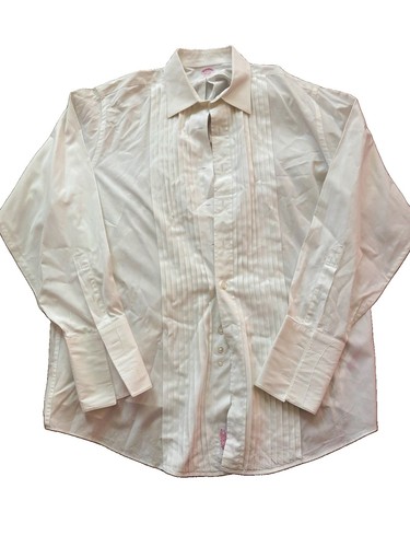 Brooks Brothers Men's White Pleated Front Cotton Tuxedo Shirt 17 1/2 34/35 XL