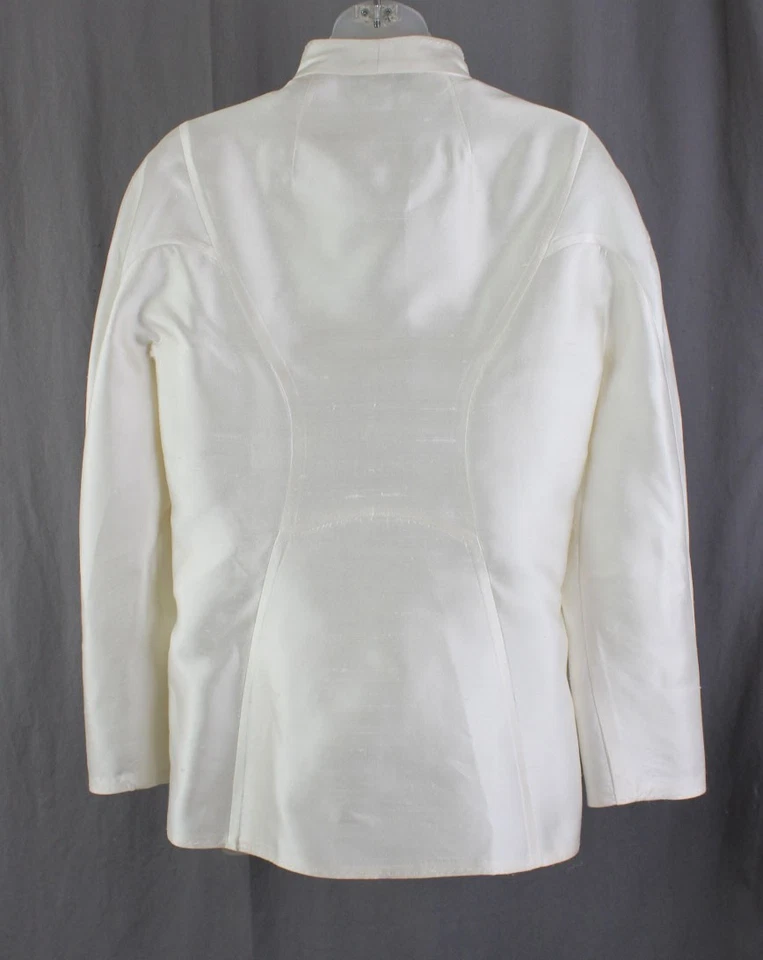 Traje pantalón traje para mujer Chado Ralph Rucci marfil 100 % seda talla 12 Foto 4 de 4