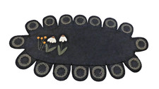 Primitive Collectible Rustic Country Folk Art Penny Rug Wool Applique Mat Daisy