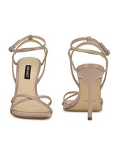 Nine West Women's Tidle Strappy High Stiletto Sandals Light Natural Patent 8.5 M