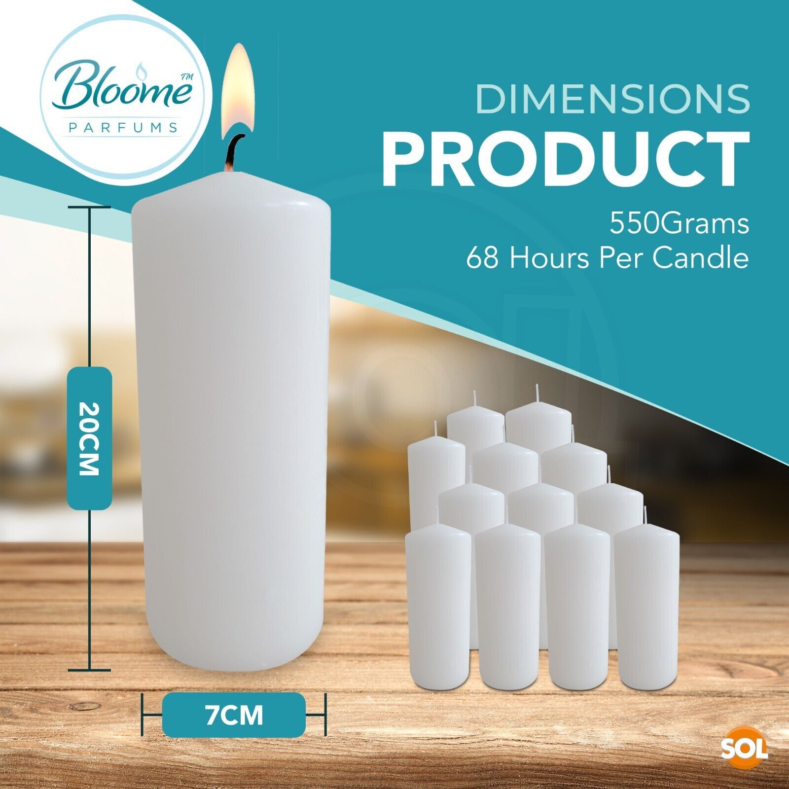 12 Unscented Large White Pillar Candles Pack Tall Long Burn Time Church