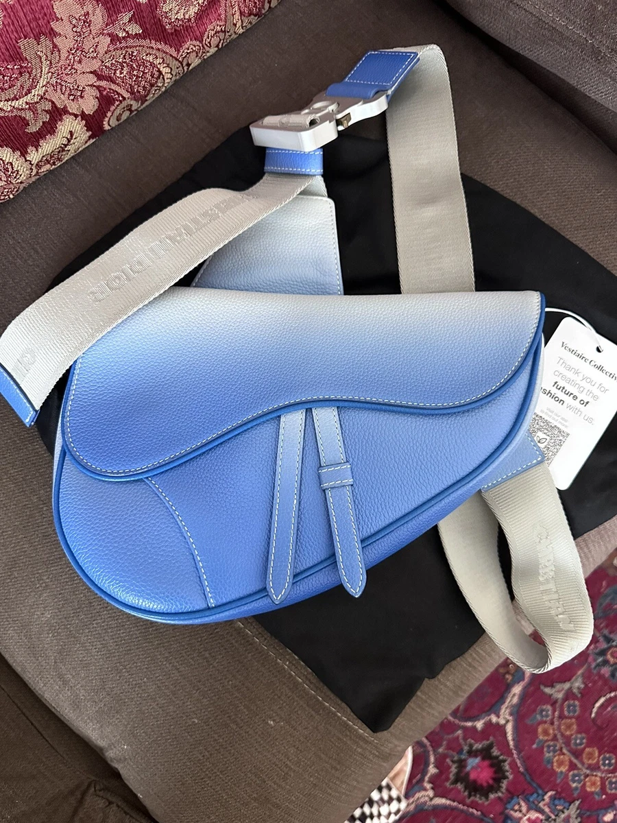 Dior x Daniel Arsham Gradient Blue Men's Saddle Bag Rare Find