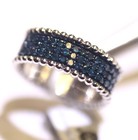 NEW 925 sterling silver fancy blue .50ct diamond 7.5mm Wide band ring 3.3g women — photo 4