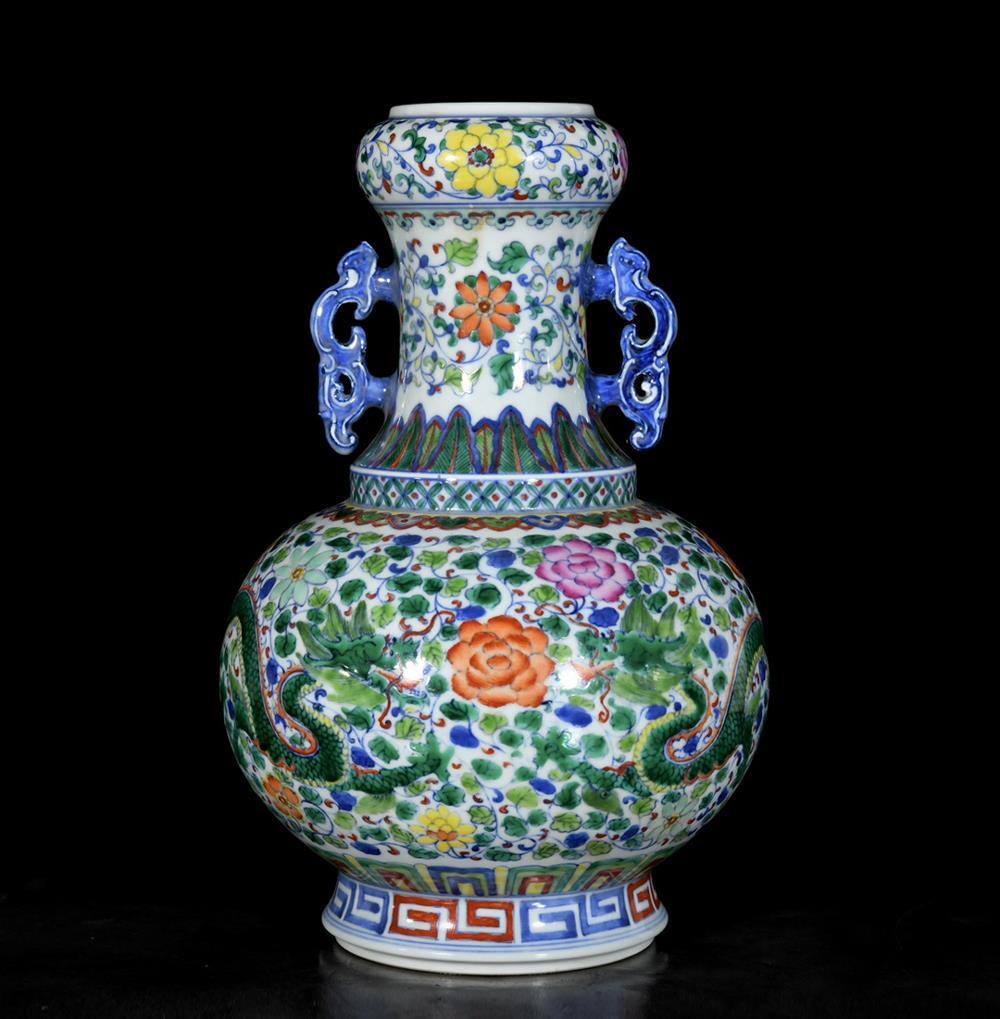 31CM Qianlong Signed Old Chinese Doucai Vase W/dragon N3469 | eBay