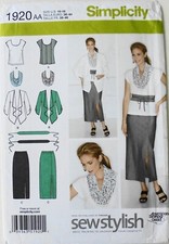 Simplicity 1920 Misses Skirt Top Jacket Scarf Belt Sewing Pattern Sz 10-18