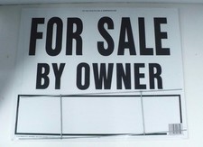 White Double Sided Coroplast For Sale By Owner Sign With Lawn Stake