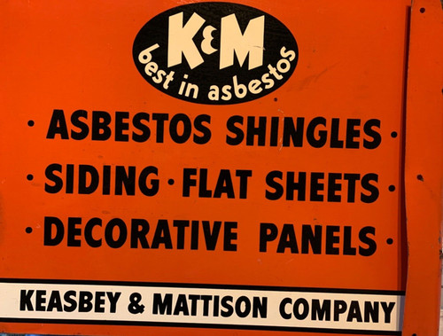 RARE Vintage K & M “Best in Asbestos” double sided porcelain/enamel flange sign