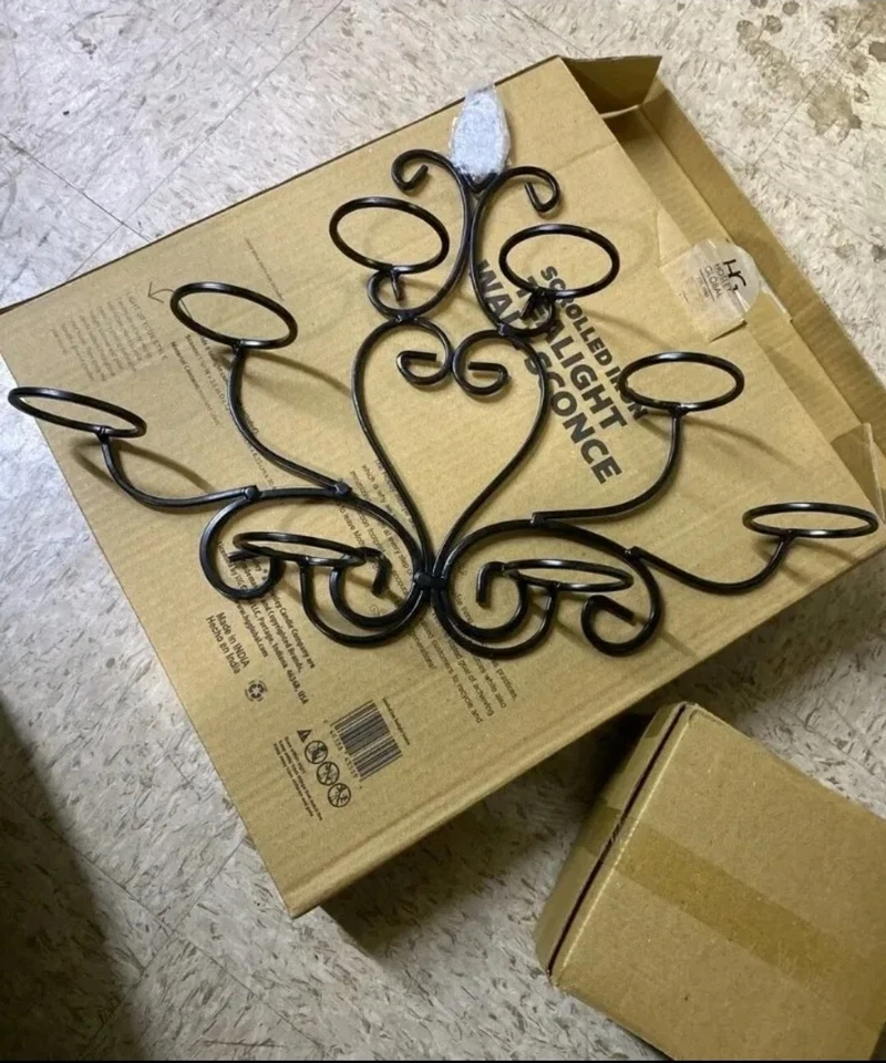 Scrolled Iron Tealight Wall Sconce  by Hosley. Pack Of 2. - Image 3 of 4